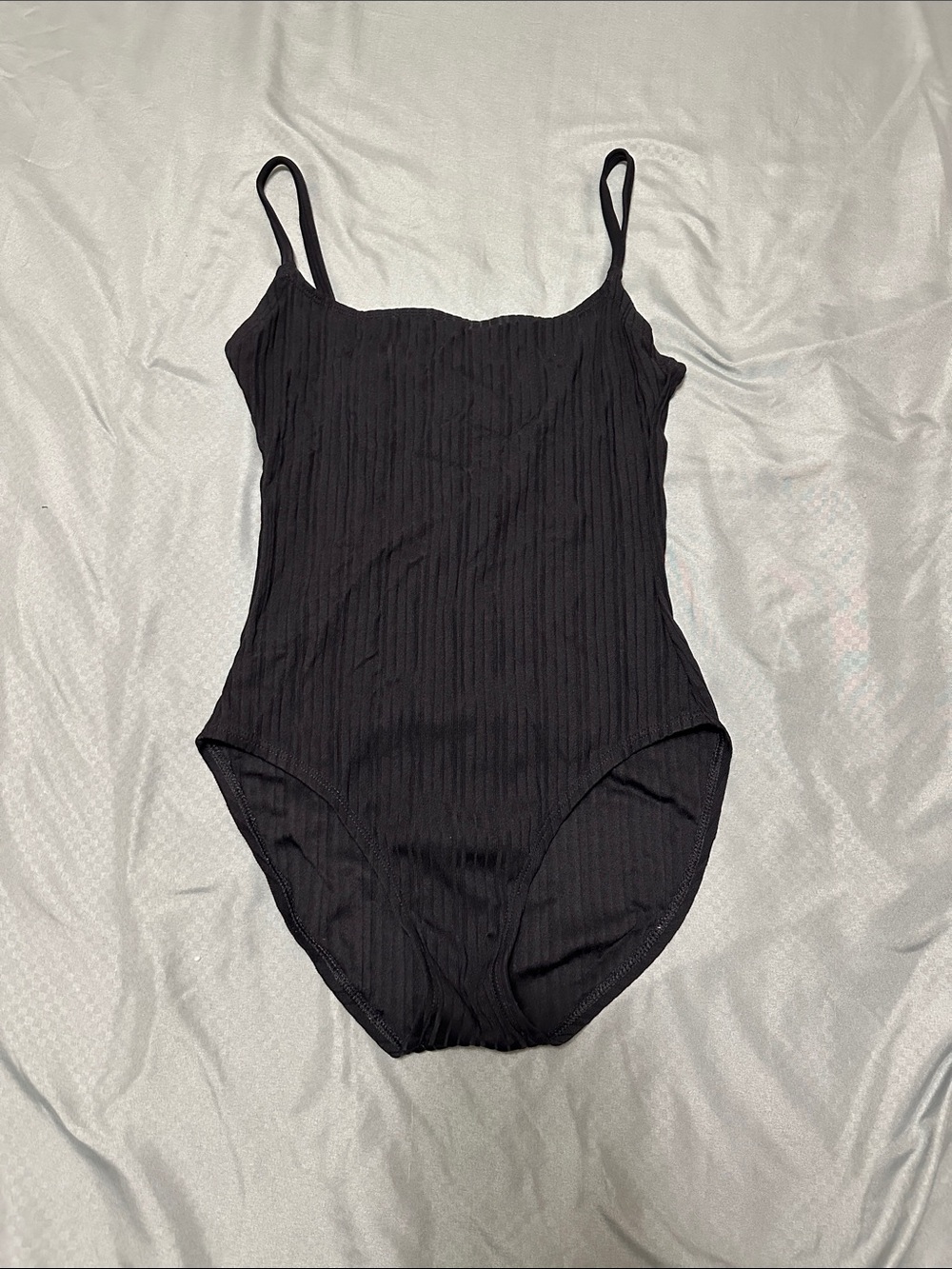 Women’s Black Ribbed Scoop Neck Bodysuit